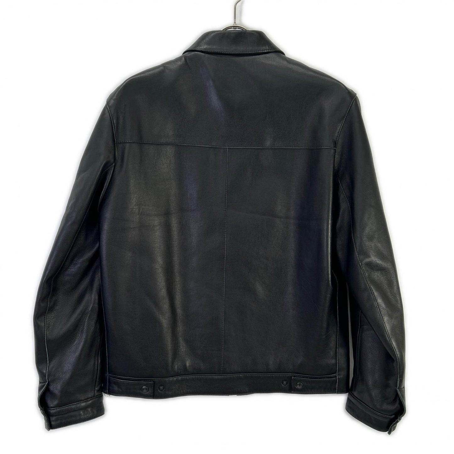Black sheepskin zip jacket for men