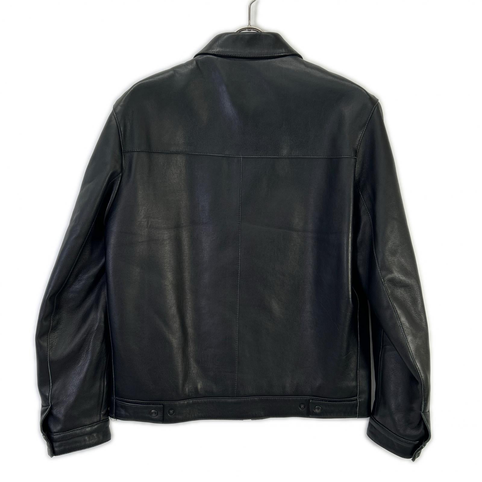 Black sheepskin zip jacket for men