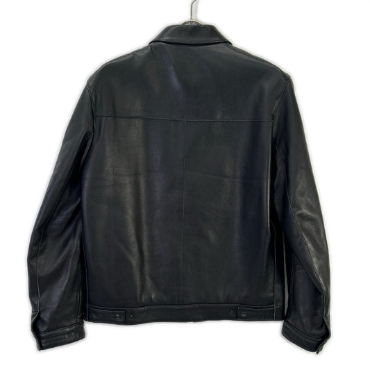 Black sheepskin zip jacket for men