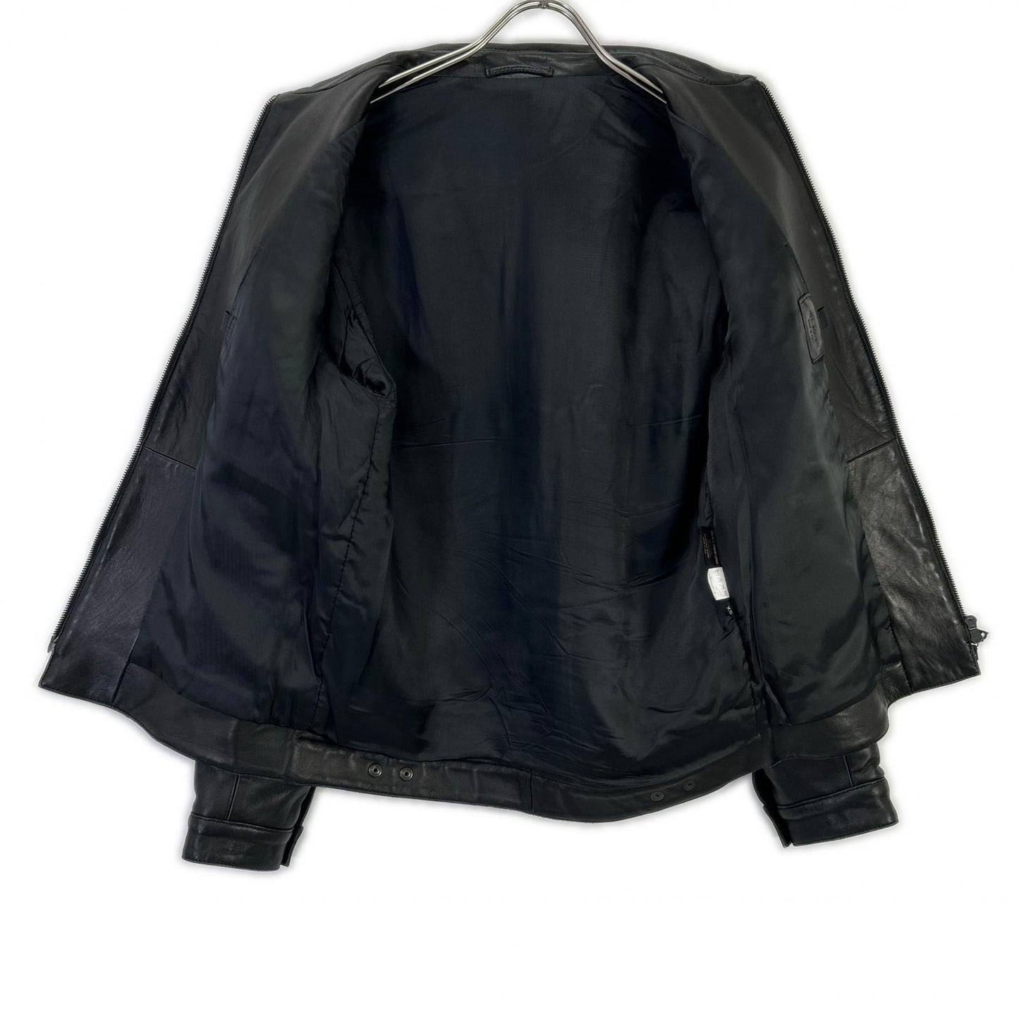 Black sheepskin zip jacket for men