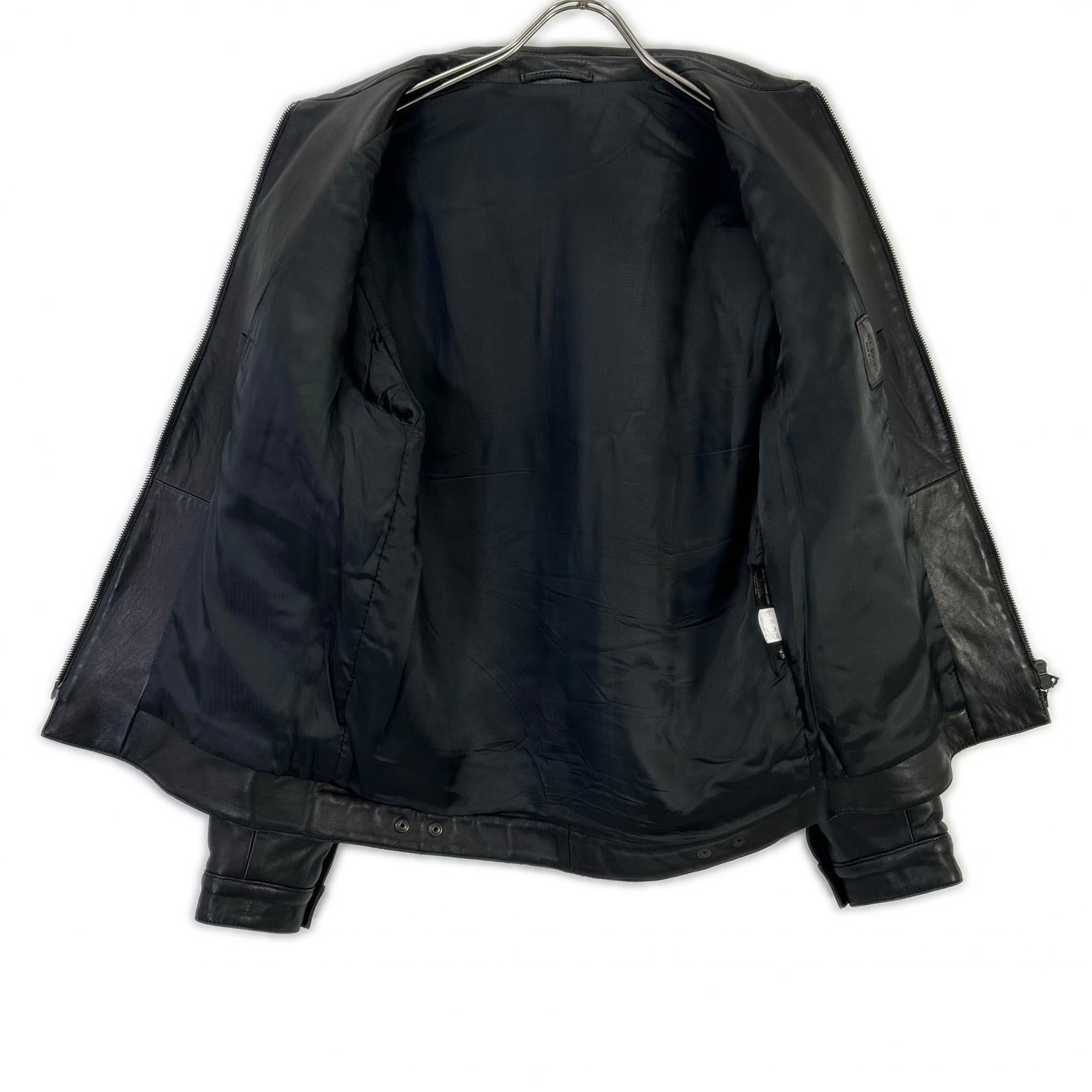 Black sheepskin zip jacket for men
