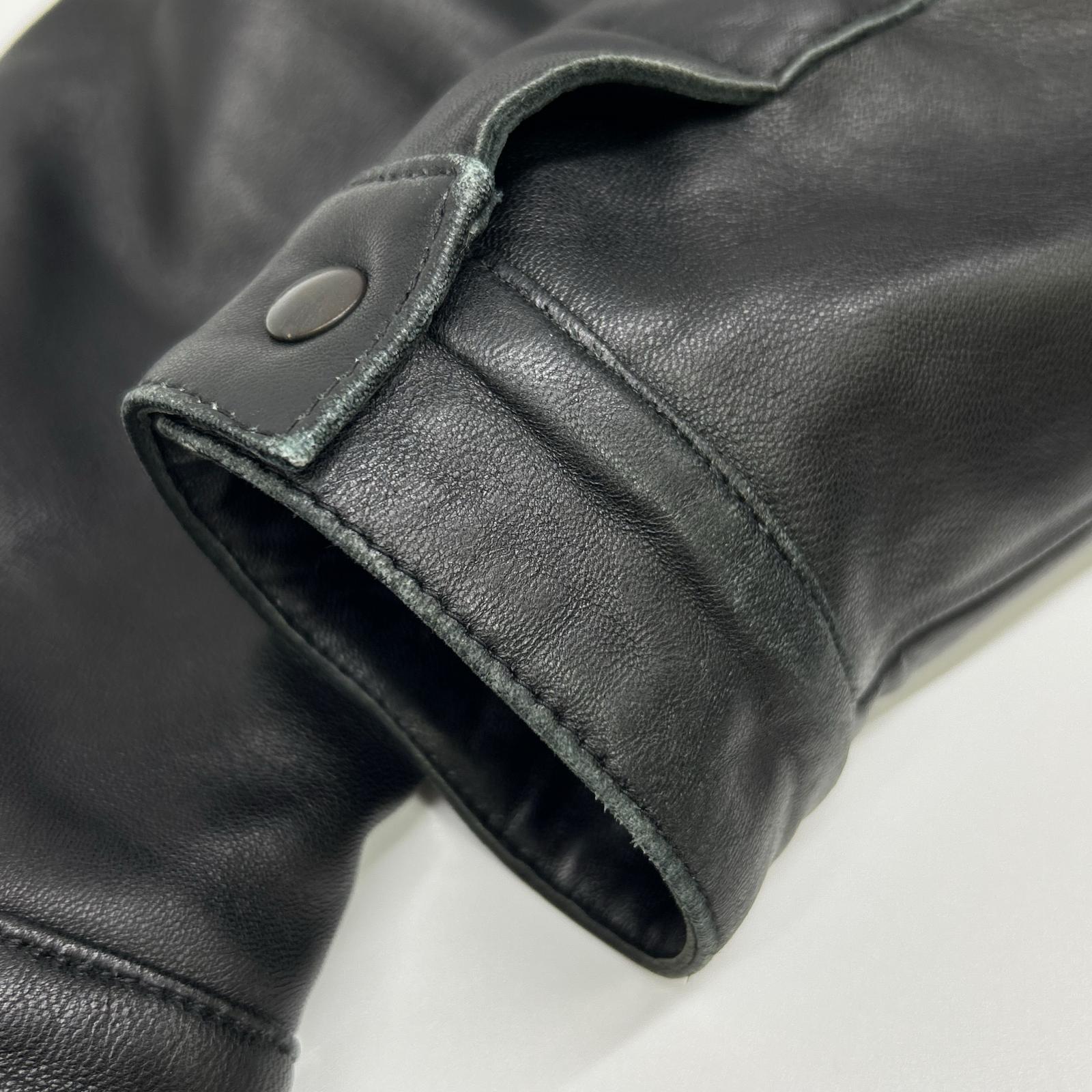 Black sheepskin zip jacket for men