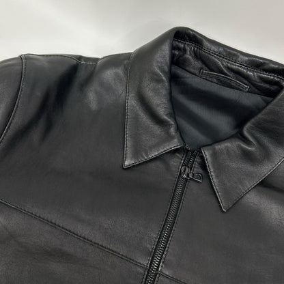 Black sheepskin zip jacket for men