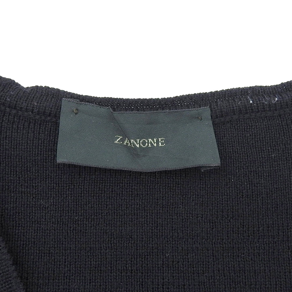 ZANONE ザノーネ ウール Vネック ニット トップス メンズ ブラック 46 トップス