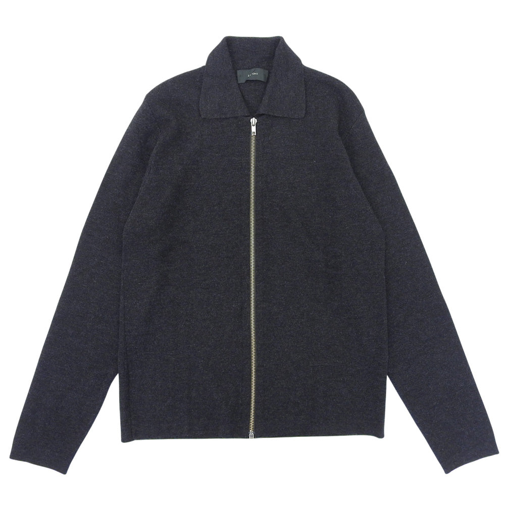 ZANONE ザノーネ 美品 ウール 襟付き ジップ ニット ジャケット メンズ チャコール 46 ジャケット