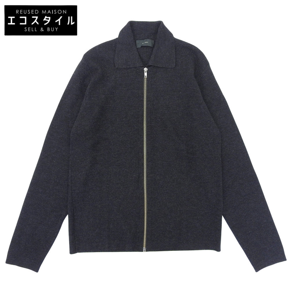 ZANONE ザノーネ 美品 ウール 襟付き ジップ ニット ジャケット メンズ チャコール 46 ジャケット