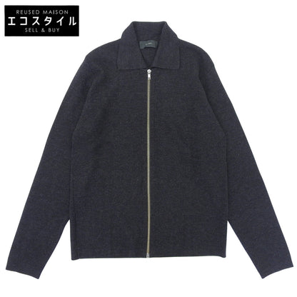 ZANONE ザノーネ 美品 ウール 襟付き ジップ ニット ジャケット メンズ チャコール 46 ジャケット