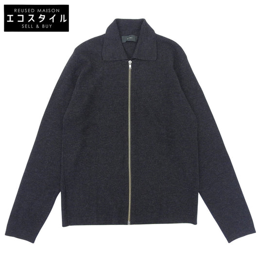 ZANONE ザノーネ 美品 ウール 襟付き ジップ ニット ジャケット メンズ チャコール 46 ジャケット