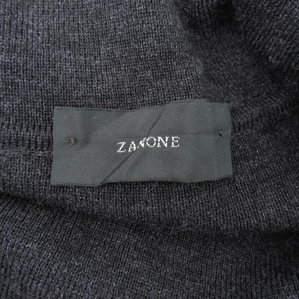 ZANONE ザノーネ 美品 ウール 襟付き ジップ ニット ジャケット メンズ チャコール 46 ジャケット