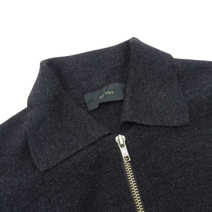 ZANONE ザノーネ 美品 ウール 襟付き ジップ ニット ジャケット メンズ チャコール 46 ジャケット