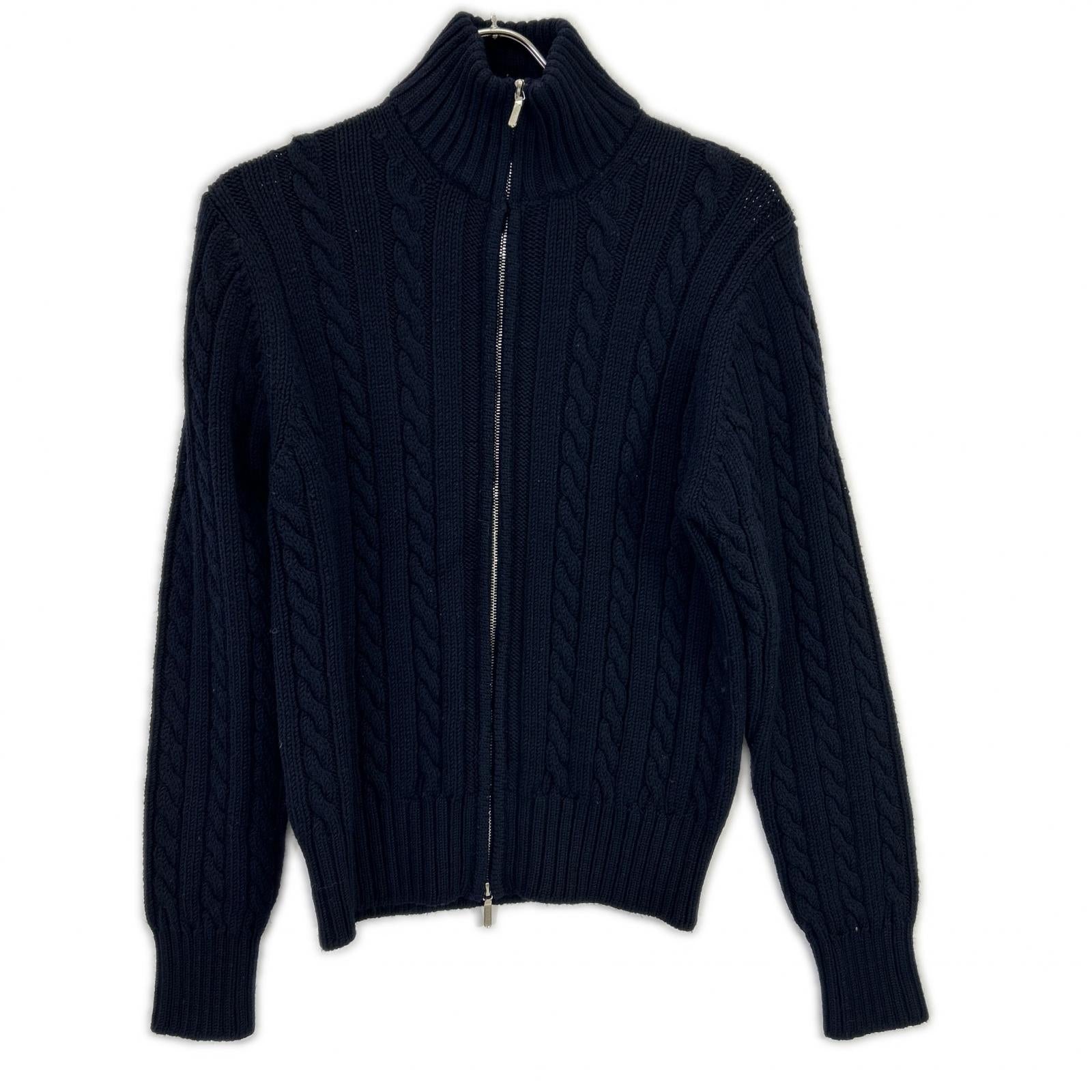 Cruciani クルチアーニ ×バーニーズ ネイビー ウール ジップニット ジャケット