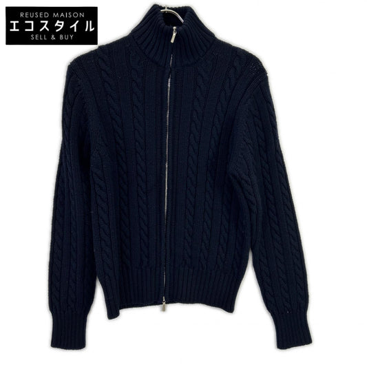 Cruciani クルチアーニ ×バーニーズ ネイビー ウール ジップニット ジャケット