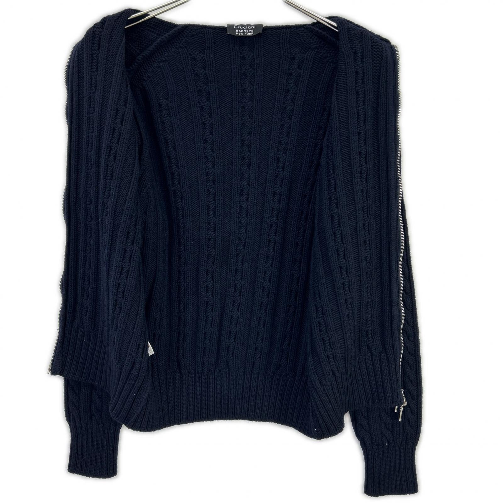 Cruciani クルチアーニ ×バーニーズ ネイビー ウール ジップニット ジャケット