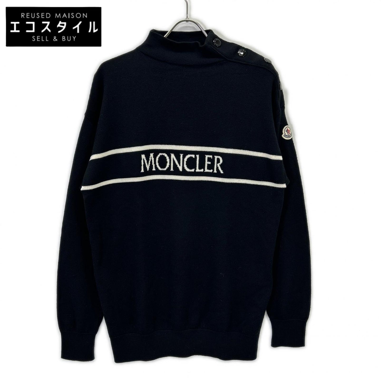 22製 COLLC ALTO TRICOT ﾛｺﾞ ｳｰﾙ ﾌﾞﾗｯｸ ﾆｯﾄ トップス L メンズ