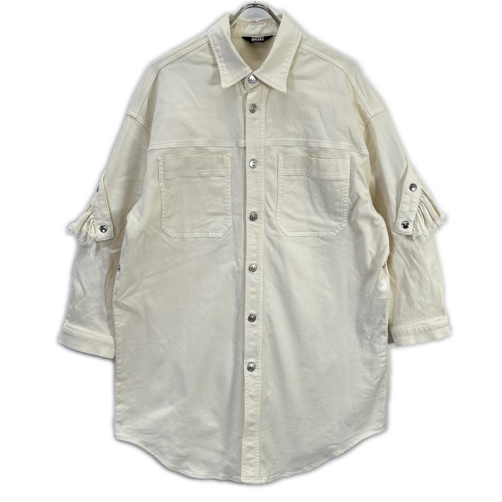DIESEL ディーゼル ホワ色 フリルデザイン デニムシャツ トップス