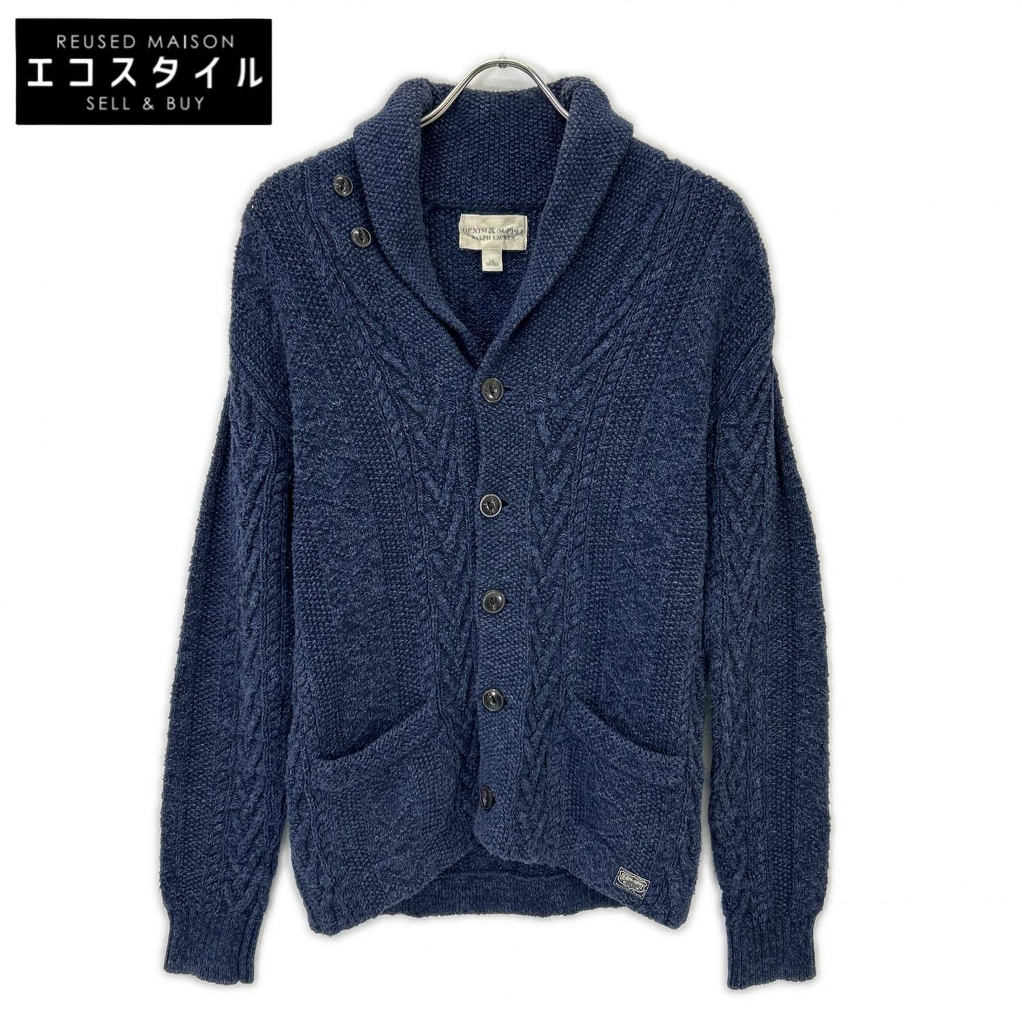 Navy Cat-eye Button Indigo Shawl Collar Vest Top XS Men's