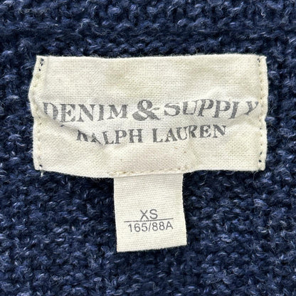 Navy Cat-eye Button Indigo Shawl Collar Vest Top XS Men's