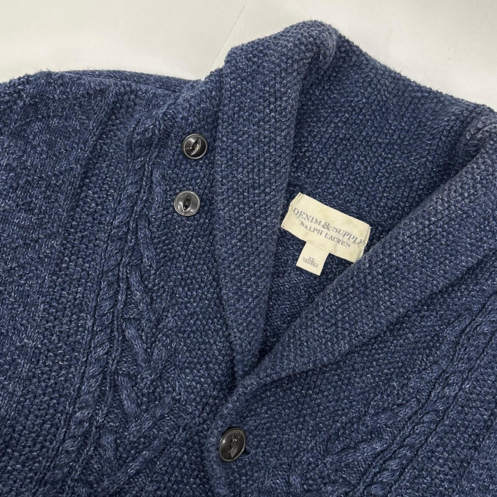 RalphLauren Denim&Supply ラルフローレンデニム&サプライ ネイビー ネコ目釦 インディゴ ショールカラーベスト トップス