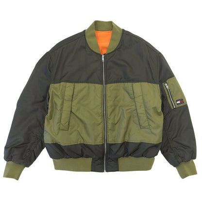 tommy jeans トミージーンズ 切替 リバーシブル MA-1 ジャケット メンズ グリーン オレンジ M ジャケット