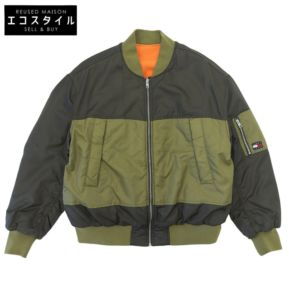 tommy jeans トミージーンズ 切替 リバーシブル MA-1 ジャケット メンズ グリーン オレンジ M ジャケット
