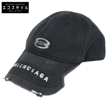 BALENCIAGA バレンシアガ 【美品/国内正規】766864 410B2 ヴィンテージ加工 ロゴ キャップ 帽子