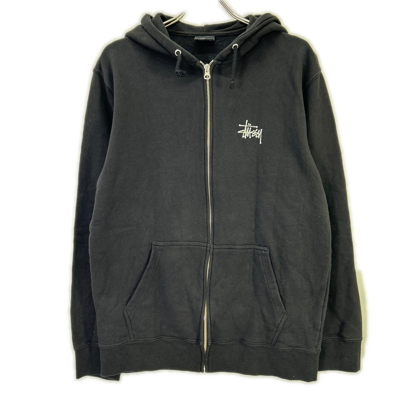 Black Logo Zip-Up Hoodie Top L Men's