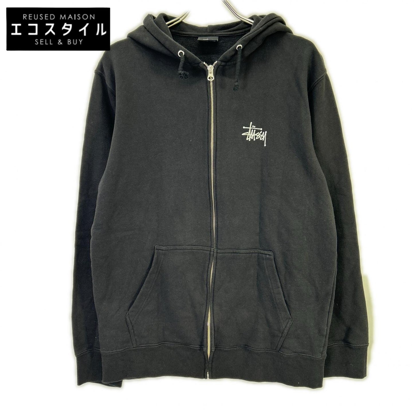 stussy ステューシー ブラック ロゴ ジップアップフーディ― トップス