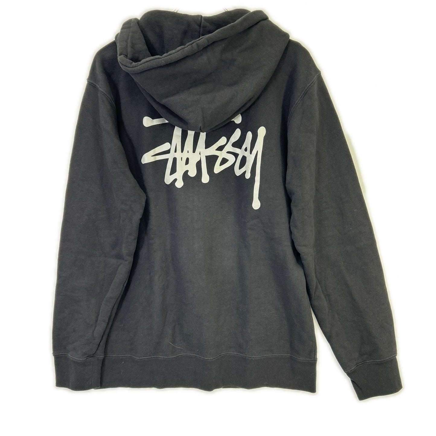 Black Logo Zip-Up Hoodie Top L Men's