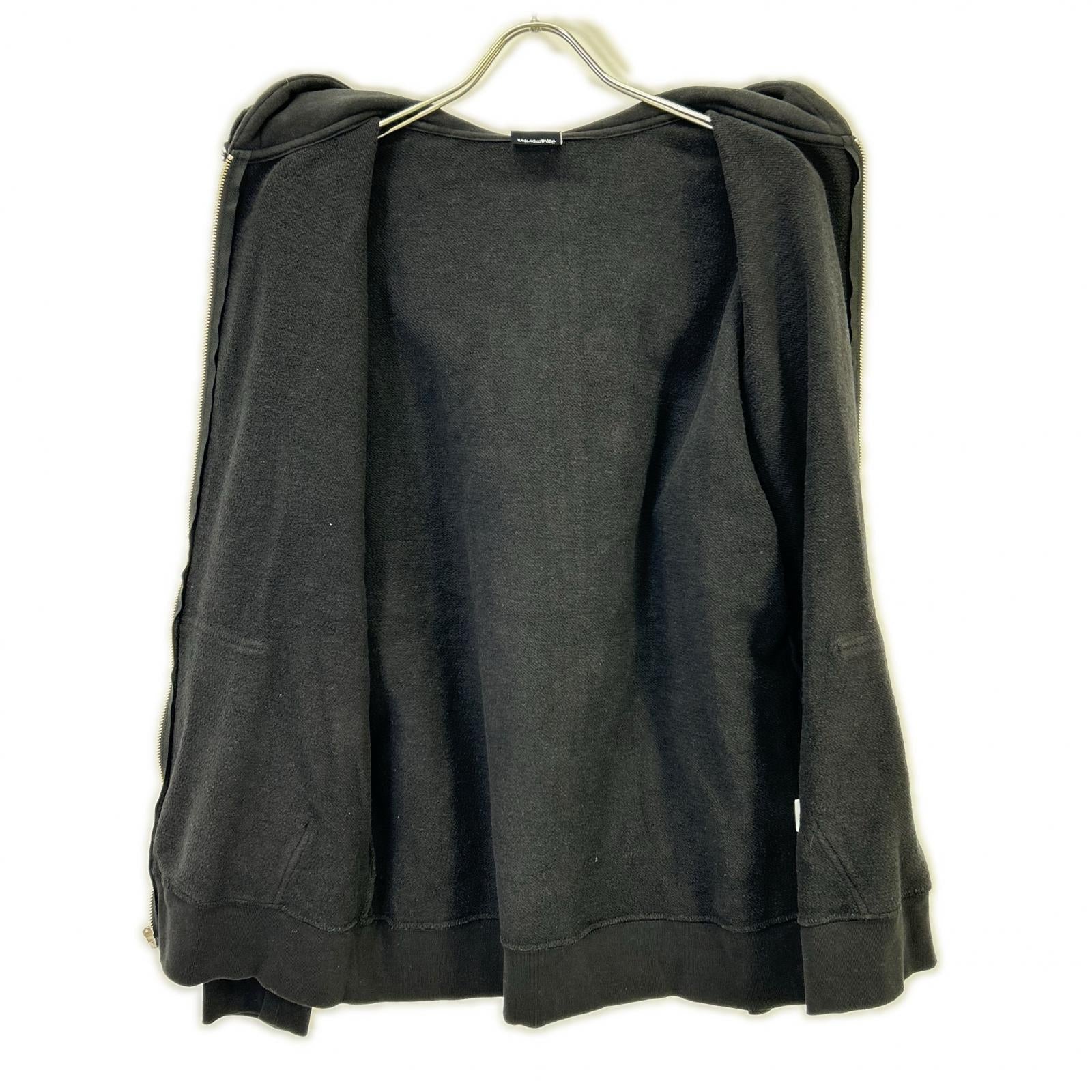 Black Logo Zip-Up Hoodie Top L Men's