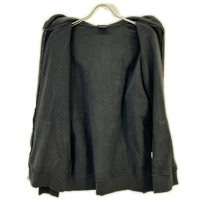 Black Logo Zip-Up Hoodie Top L Men's
