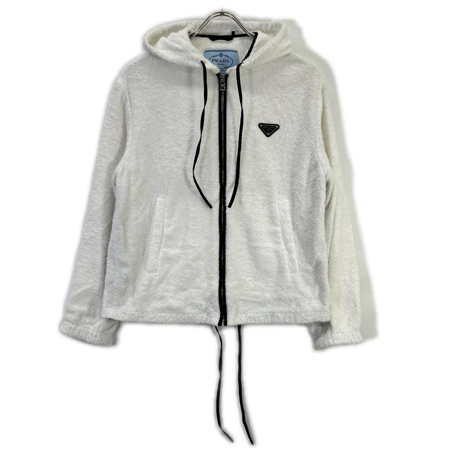 PRADA Triangle Logo 21SS Cotton Hoodie 38 White P500M Pile Top