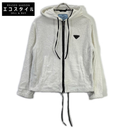 PRADA Triangle Logo 21SS Cotton Hoodie 38 White P500M Pile Top