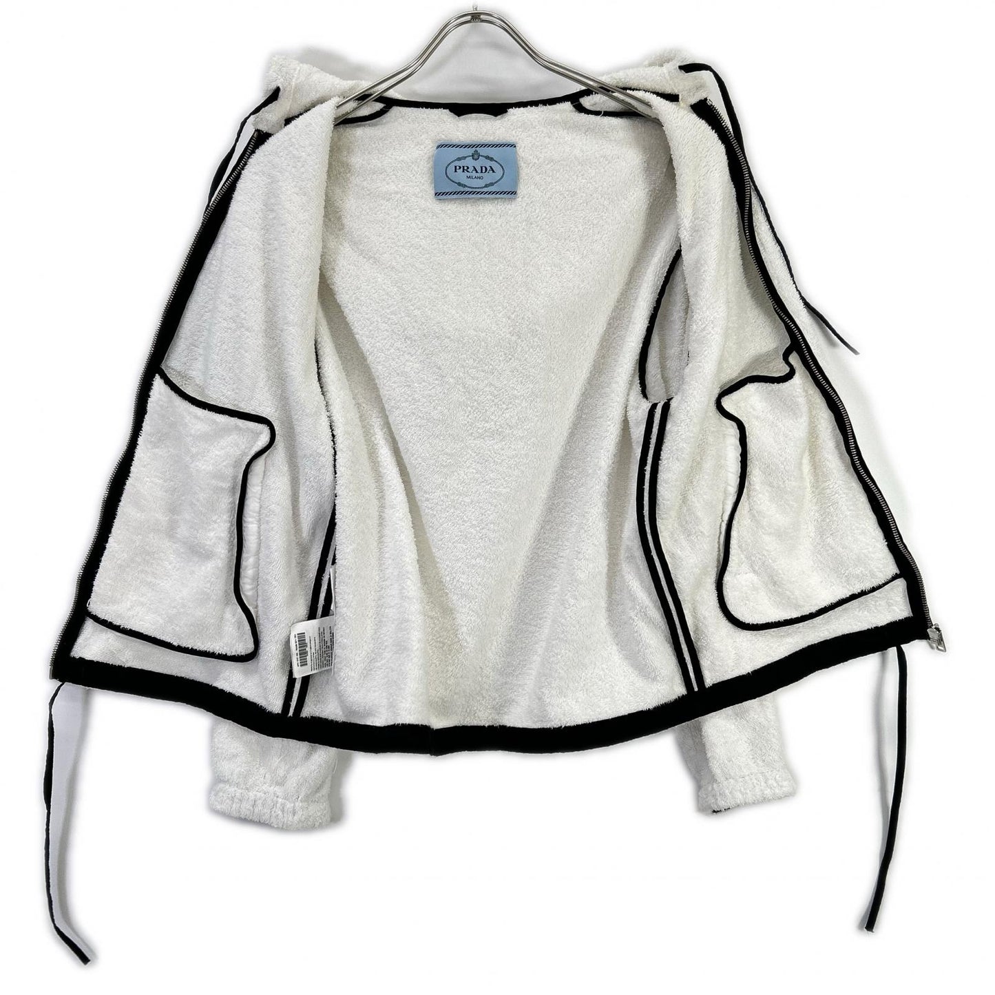 PRADA Triangle Logo 21SS Cotton Hoodie 38 White P500M Pile Top