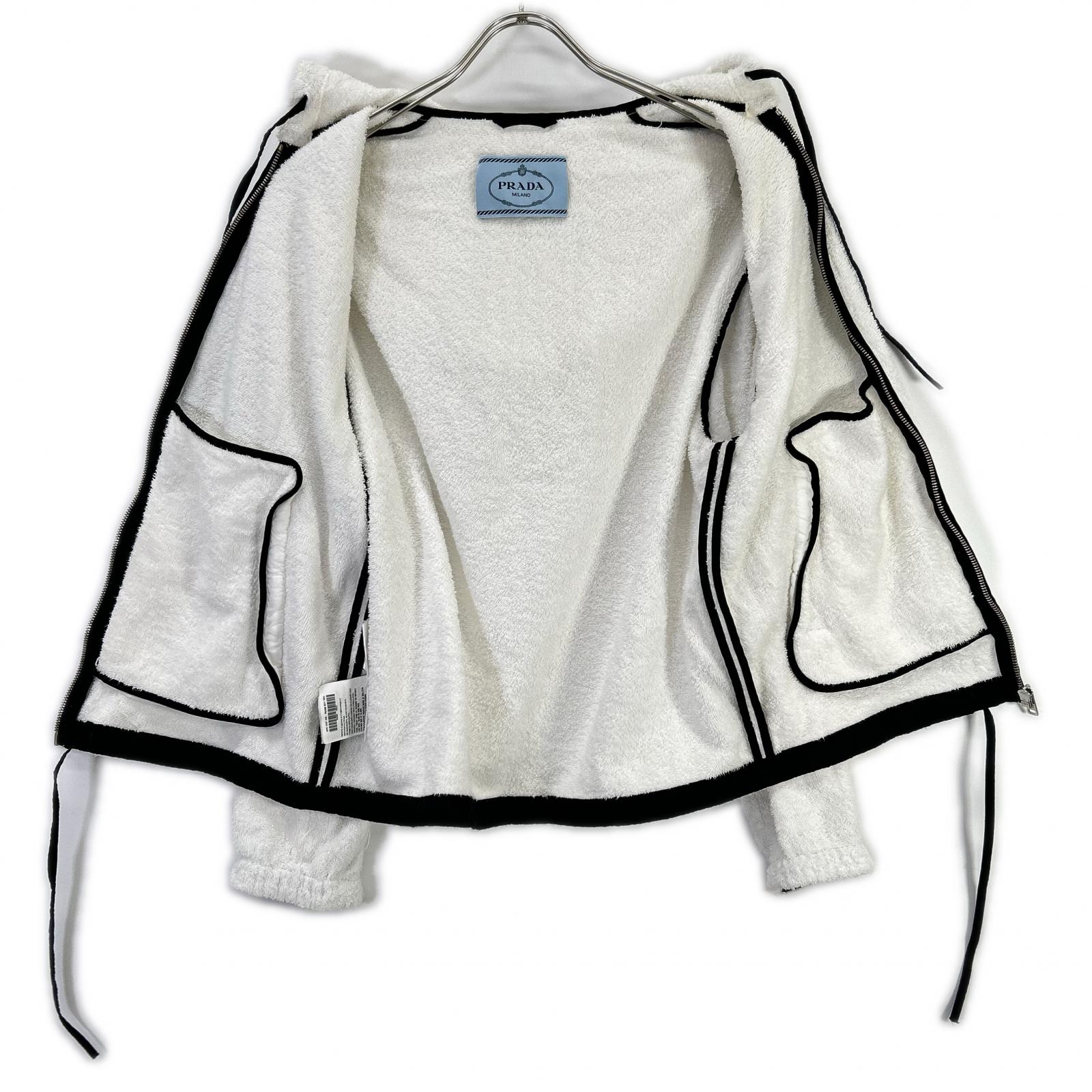 PRADA Triangle Logo 21SS Cotton Hoodie 38 White P500M Pile Top