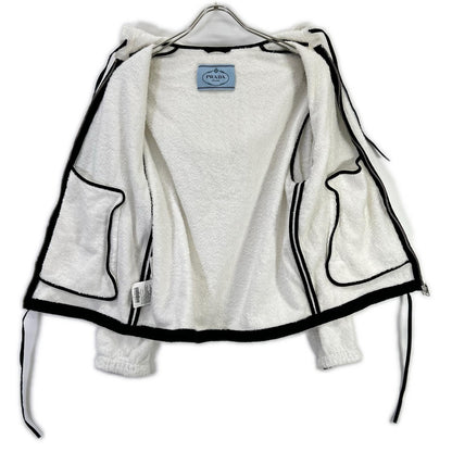 PRADA Triangle Logo 21SS Cotton Hoodie 38 White P500M Pile Top