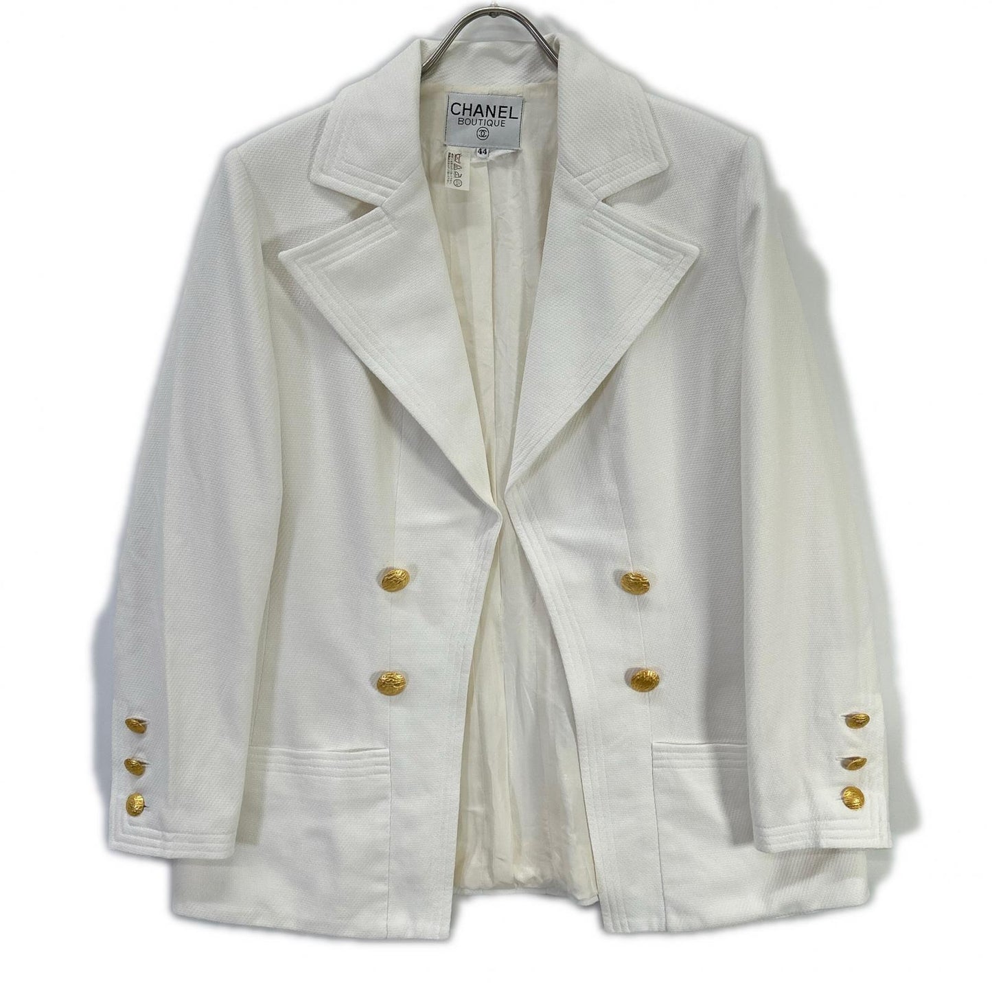 CHANEL シャネル VINTAGE ホワイト 金釦 テーラードジャケット ジャケット