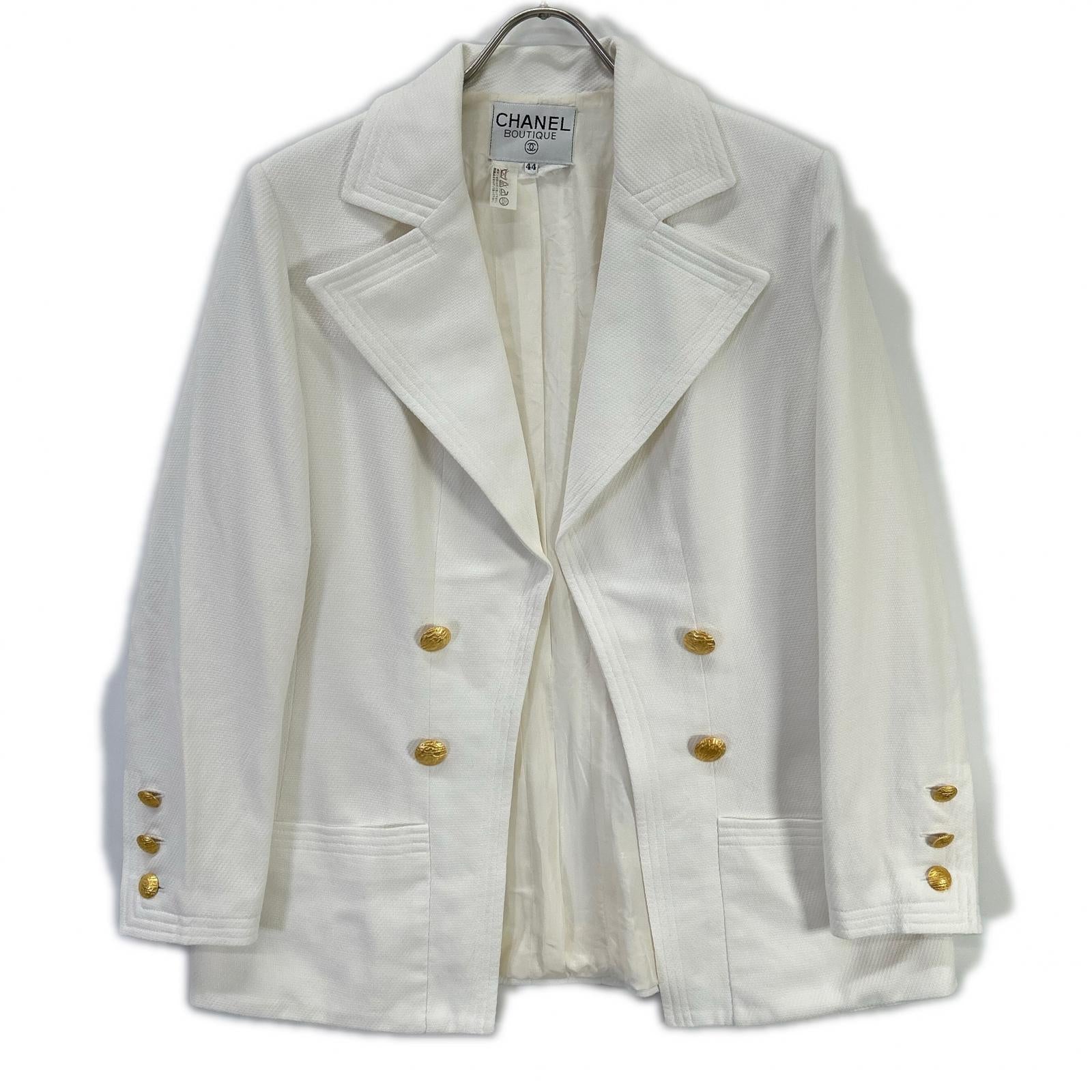 CHANEL シャネル VINTAGE ホワイト 金釦 テーラードジャケット ジャケット