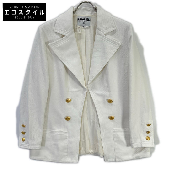 CHANEL シャネル VINTAGE ホワイト 金釦 テーラードジャケット ジャケット