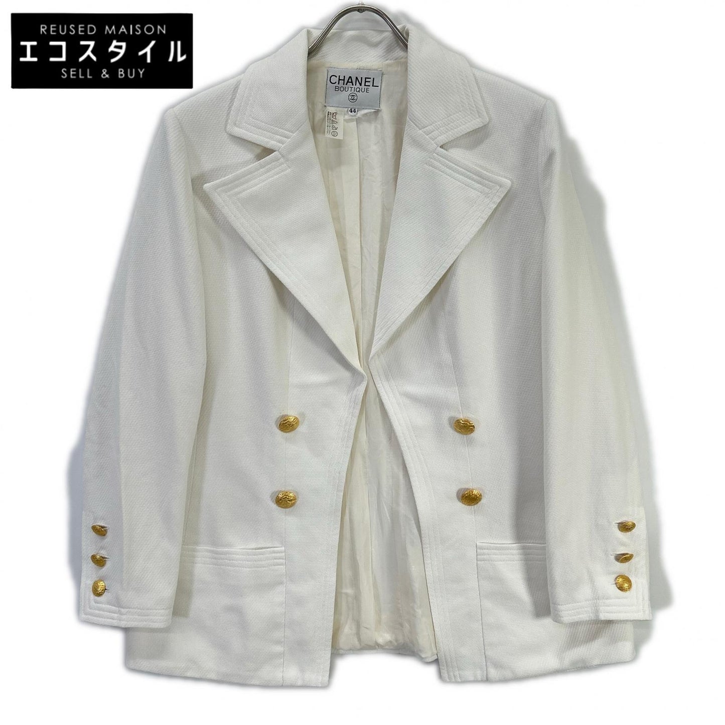 CHANEL シャネル VINTAGE ホワイト 金釦 テーラードジャケット ジャケット