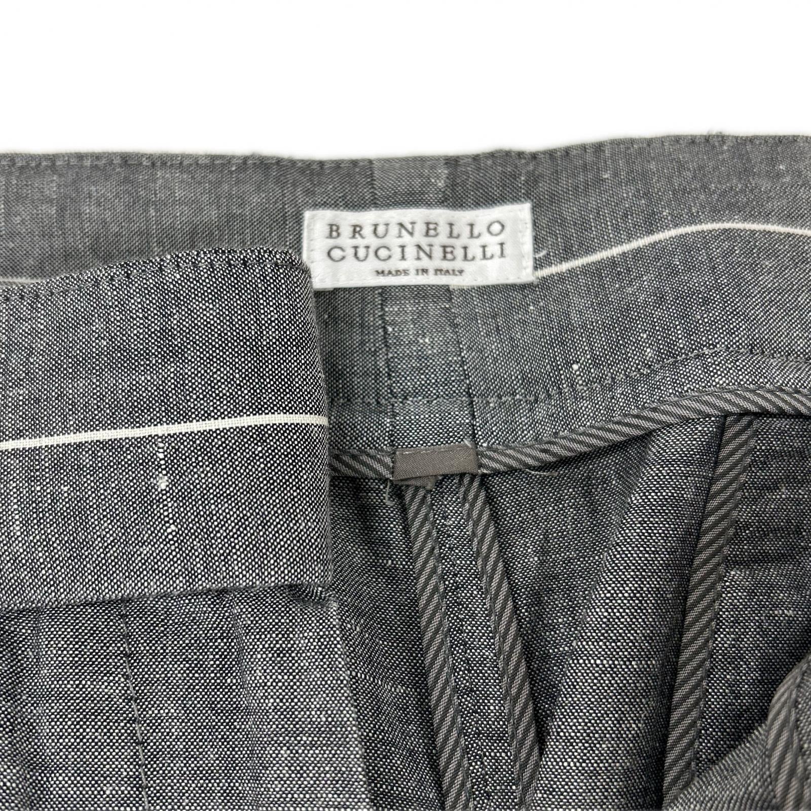 BRUNELLO CUCINELLI ブルネロクチネリ グレー リネン 8分丈パンツ ボトムス
