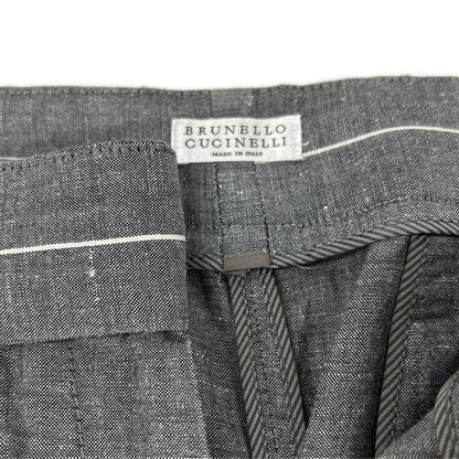BRUNELLO CUCINELLI ブルネロクチネリ グレー リネン 8分丈パンツ ボトムス