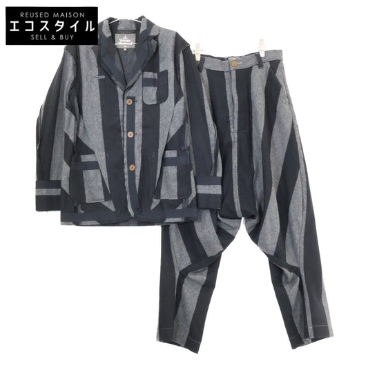 VIVIENNE WESTWOOD MAN ヴィヴィアンウエストウッドマン VW-LP-78243 ブラック/グレー変形 3つボタンセットアップ スーツ セットアップ