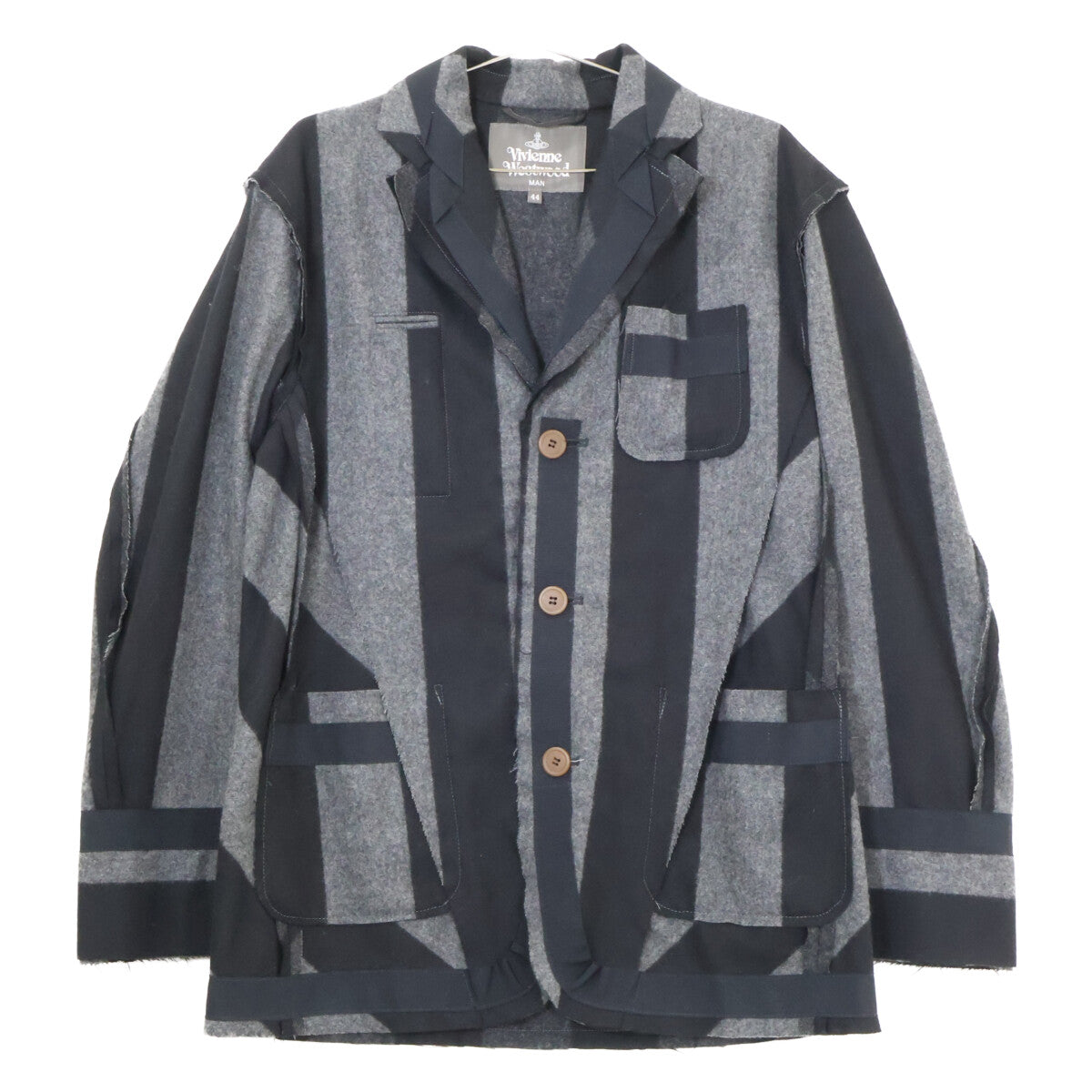 Vivienne Westwood MAN ヴィヴィアンウエストウッドマン VW-LP-78243 ブラック/グレー変形 3つボタンセットアップ スーツ セットアップ