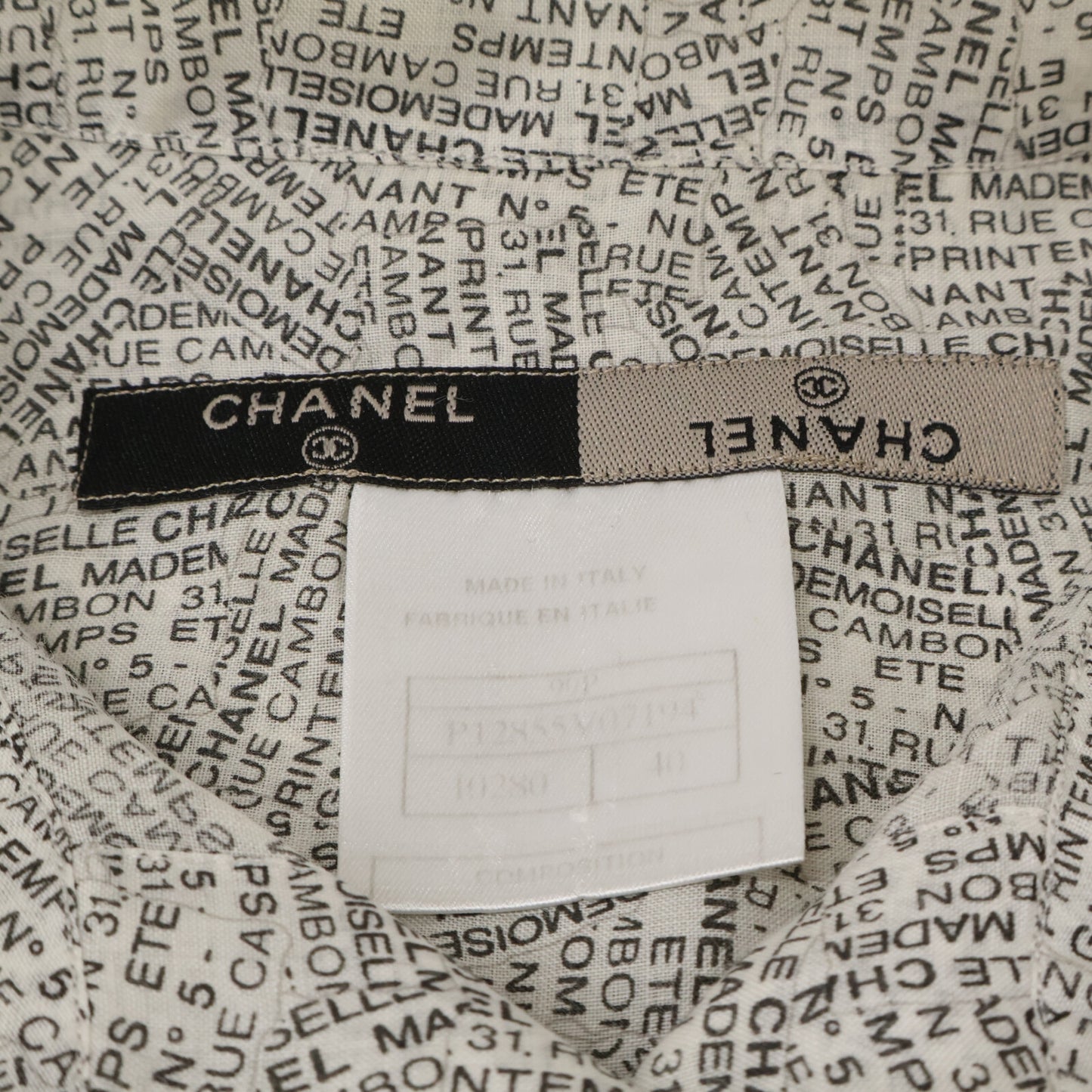 CHANEL シャネル 99P P12855V07194 ロゴプリント ラミー 半袖ブラウス トップス