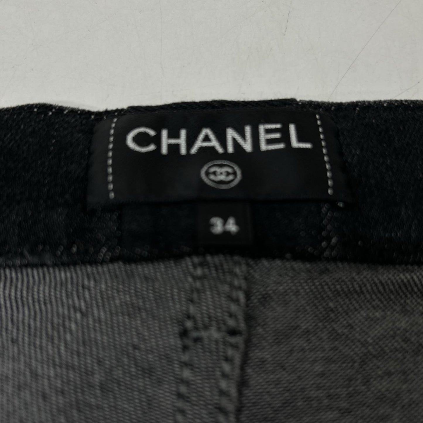 CHANEL シャネル P54563 V41268 ブラック ラインストーン デニム ボトムス