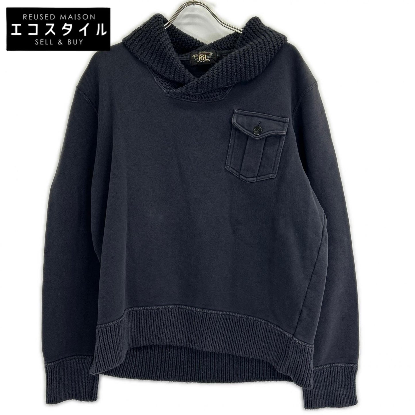 RRL ダブルアールエル ネイビー スウェット ショールカラー トップス