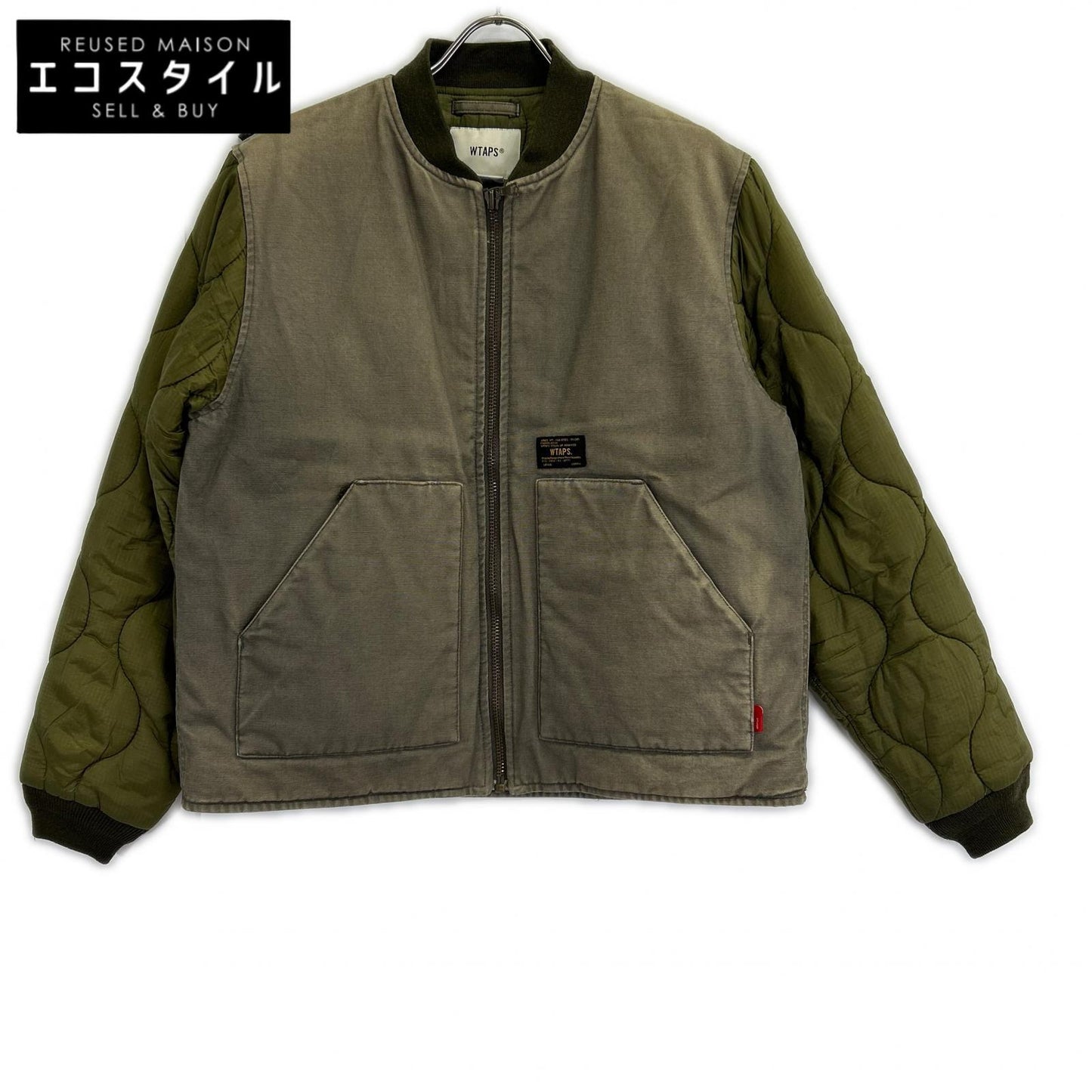 (W)TAPS 172GWDT-JKM03 MC JACKET Quilted duck-fabric-paneled bomber jacket, khaki