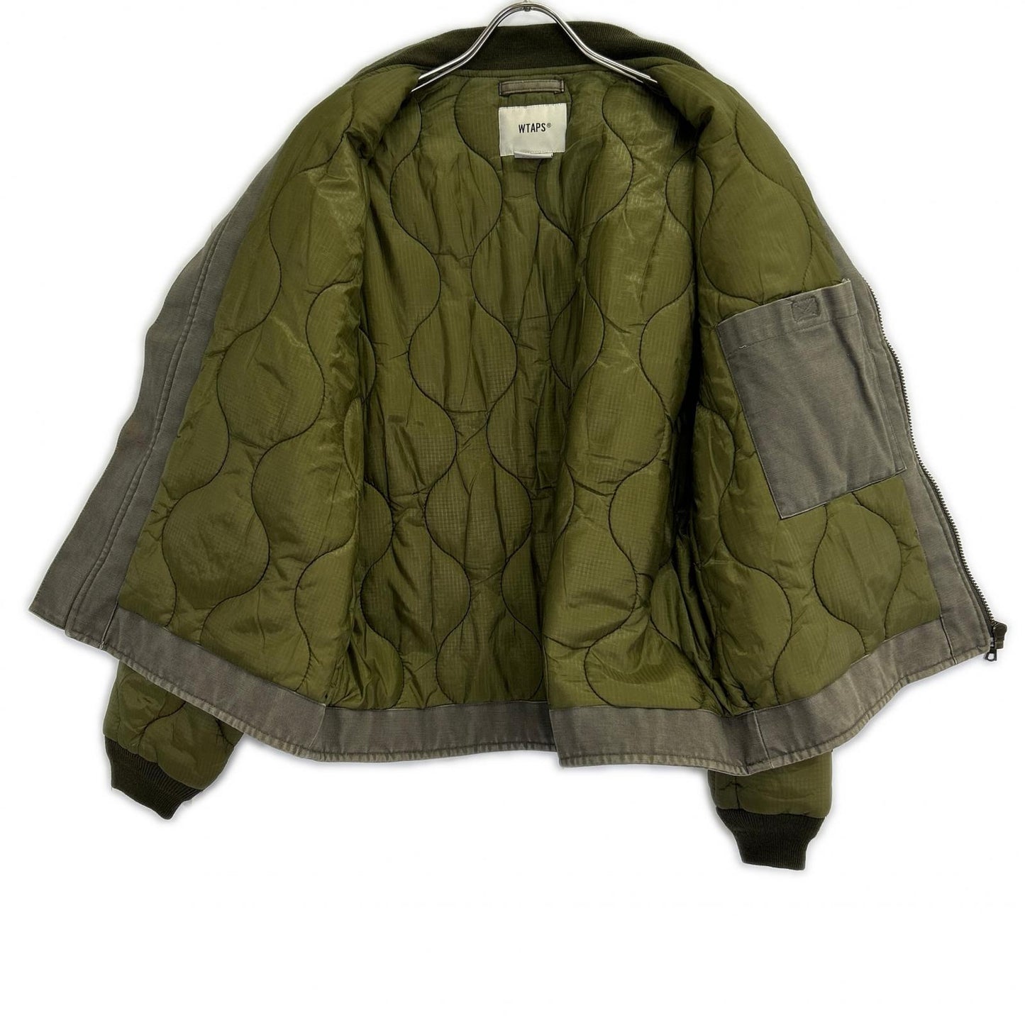 (W)TAPS 172GWDT-JKM03 MC JACKET Quilted duck-fabric-paneled bomber jacket, khaki