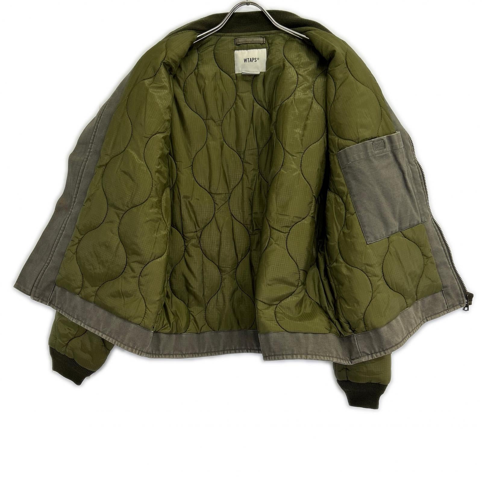 (W)TAPS 172GWDT-JKM03 MC JACKET Quilted duck-fabric-paneled bomber jacket, khaki