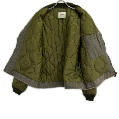 (W)TAPS 172GWDT-JKM03 MC JACKET Quilted duck-fabric-paneled bomber jacket, khaki